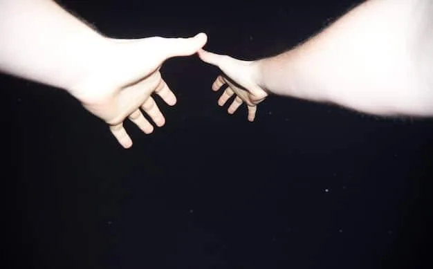 A close-up of a hand gently pushing away another hand, symbolizing the act of setting a boundary. The background is soft and out of focus, emphasizing the hands. The lighting is warm and inviting, yet firm.