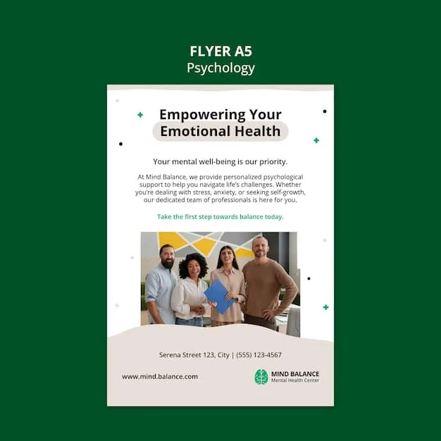 A flyer or poster displayed in a company break room promoting mental health resources, including contact information for the Employee Assistance Program (EAP) and local counseling services.