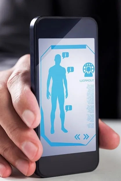 A close-up of a smartphone screen displaying a biofeedback app interface. The app shows a graph of heart rate variability, along with a calming blue background and easy-to-understand metrics.