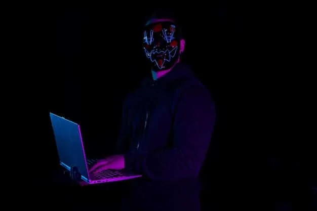 A digital illustration depicting a hacker figure in a dark setting, using a laptop with lines of code scrolling across the screen. Mental health app icons are subtly visible in the background, representing the targets of the cyberattack. The image conveys a sense of threat and clandestine activity.