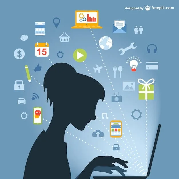 A concept image depicting a person working at a computer, but surrounded by icons representing time management skills such as calendar reminders, checklists, and clocks. The image should evoke a sense of control and organization.