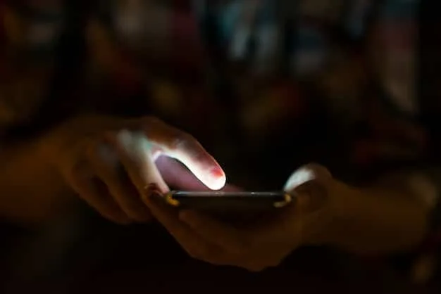 A close-up of a smartphone displaying an endless scroll of social media posts, with notifications popping up constantly. The background is blurred, emphasizing the addictive nature of social media.