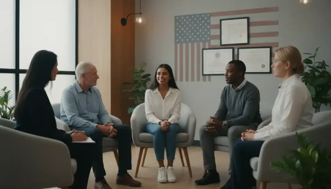 Diverse individuals receiving therapy under new federal mental health directives