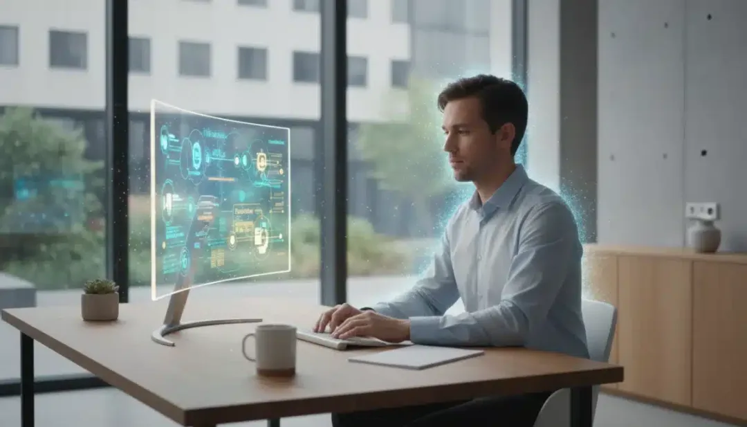 Person focused on laptop with focus-boosting app icons