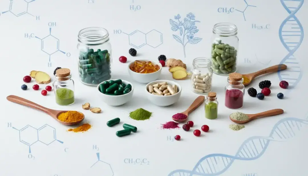 Assortment of science-backed nutraceutical supplements