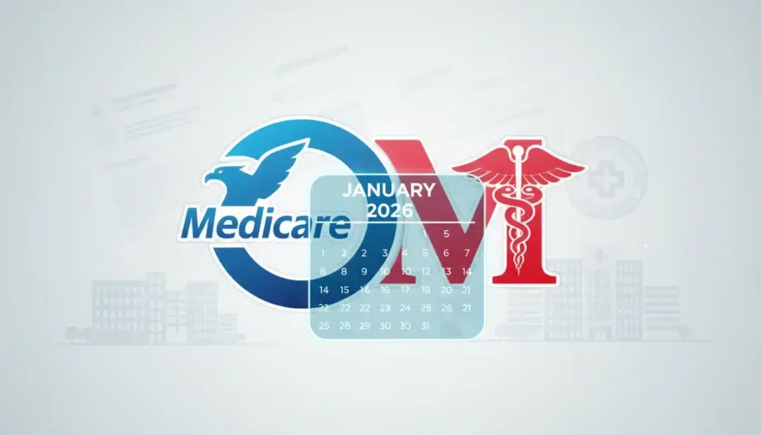 Medicare and Medicaid logos converging with a 2026 calendar overlay, symbolizing upcoming policy changes.