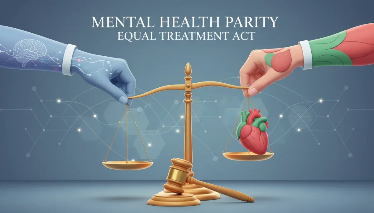 Balanced scale representing mental and physical health parity in insurance coverage