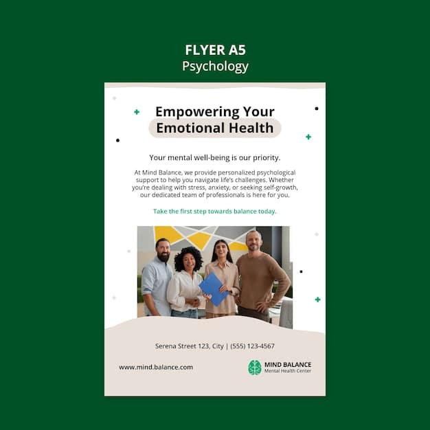 A flyer or poster displayed in a company break room promoting mental health resources, including contact information for the Employee Assistance Program (EAP) and local counseling services.