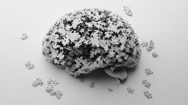 A close-up of a brain with puzzle pieces floating around it, to represent memory consolidation and cognitive processes disrupted by lack of sleep.