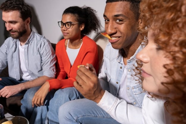 A close-up shot of a support group session. Individuals from diverse backgrounds are sitting in a circle, listening empathetically to one another. The lighting is soft and warm, creating a safe and supportive atmosphere. The focus is on the connection and understanding between the participants.