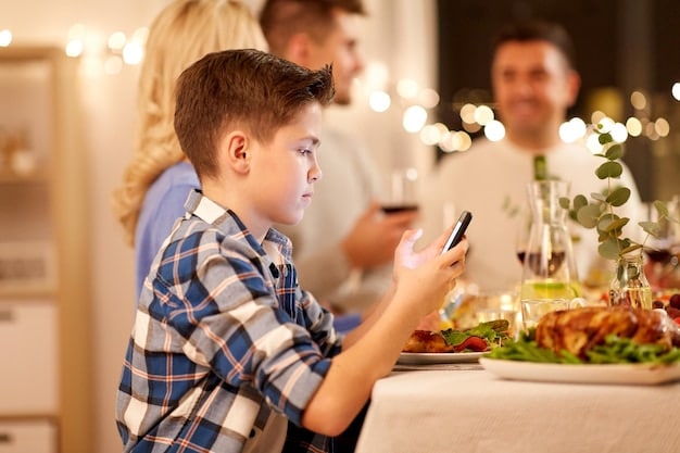 A dining table set for dinner, with no phones in sight, symbolizing a phone-free zone and focused family time.