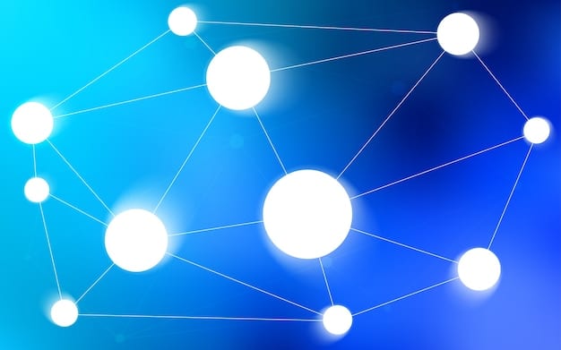 A digital representation of a secure network, showcasing a web of interconnected nodes with a lock icon at the center, symbolizing data protection and secure communication within AI-driven mental health apps.