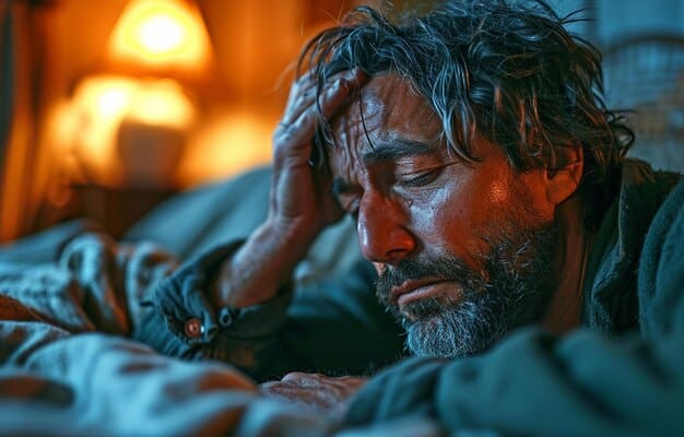 A person looking tired and struggling to concentrate, symbolizing the impact of poor sleep on cognitive function and mental clarity.