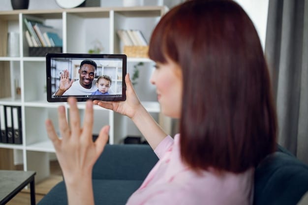 A split-screen image showing a therapist and a patient engaged in a video call, highlighting the importance of clear communication and a strong therapeutic alliance in teletherapy. The image should emphasize the human connection despite the distance.