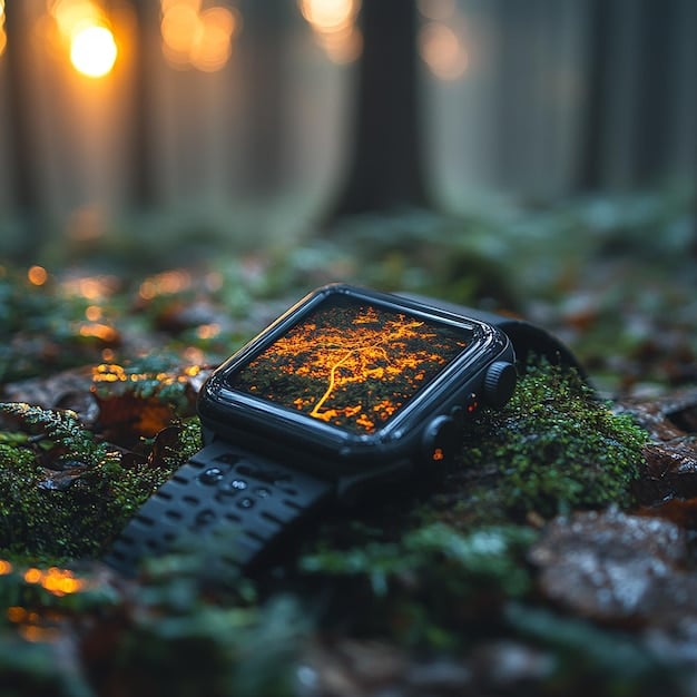 A close-up shot of a smartwatch displaying a high number of unread notifications. The background is blurred, emphasizing the overwhelming nature of the notifications and creating a sense of anxiety.