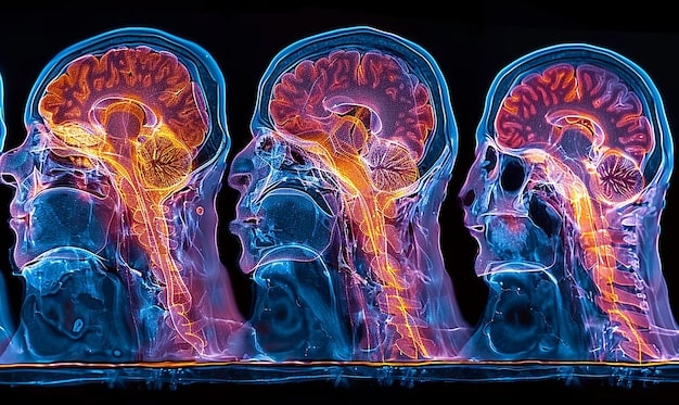 A close-up shot of brain scans highlighting the activation of the ventral tegmental area (VTA) and prefrontal cortex when experiencing gratitude. The image is stylized to be visually engaging and informative.