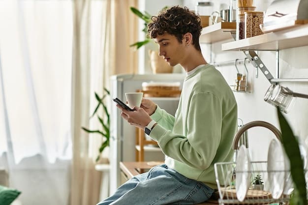A person deliberately placing their phone in a drawer as part of their tech detox routine. The setting is a clean, organized home office with natural light.